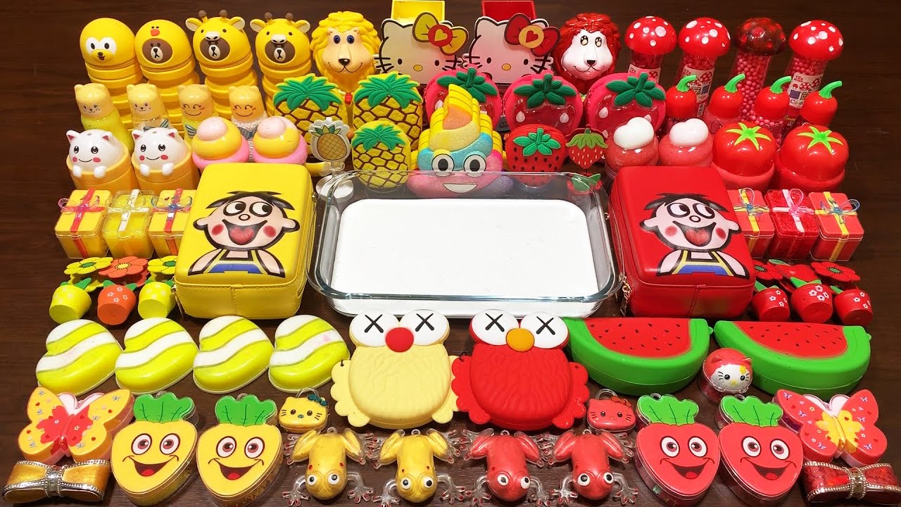 Special Yellow and Red - Mixing Random Things Into Glossy Slime ! Satisfying Slime Videos #1162