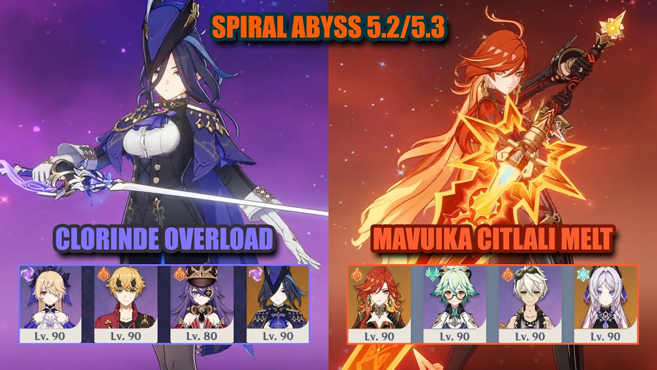 Mavuika Citlali Sucrose & Clorinde Overload | Spiral Abyss 5.2/5.3 | Genshin Impact