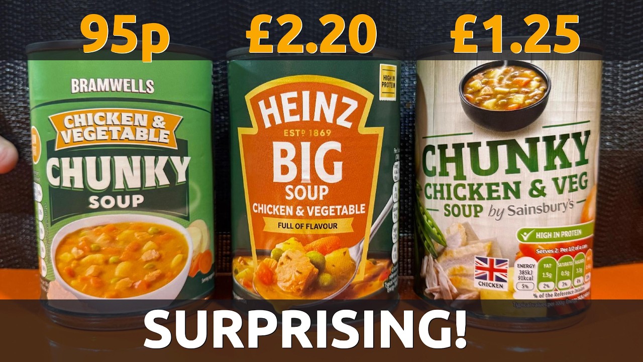 Heinz CANNED Chicken & Vegetable BIG soup Vs Sainsburys Vs Aldi Blind Taste Test