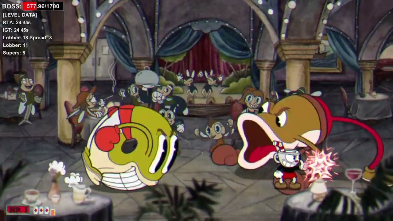 Cuphead - Ribby & Croaks in 40.79s - Version 1.1.5 - Lobber/Spread Route
