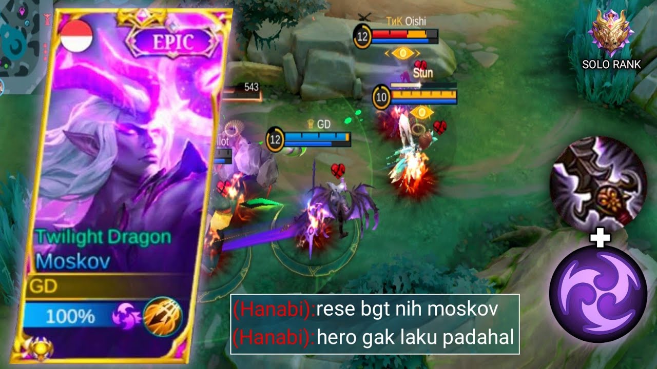 KUNCI PENTING MAIN MOSKOV LANING MELAWAN HANABI! SPELL BUILD EMBLEM! | TOP GLOBAL MOSKOV - MLBB
