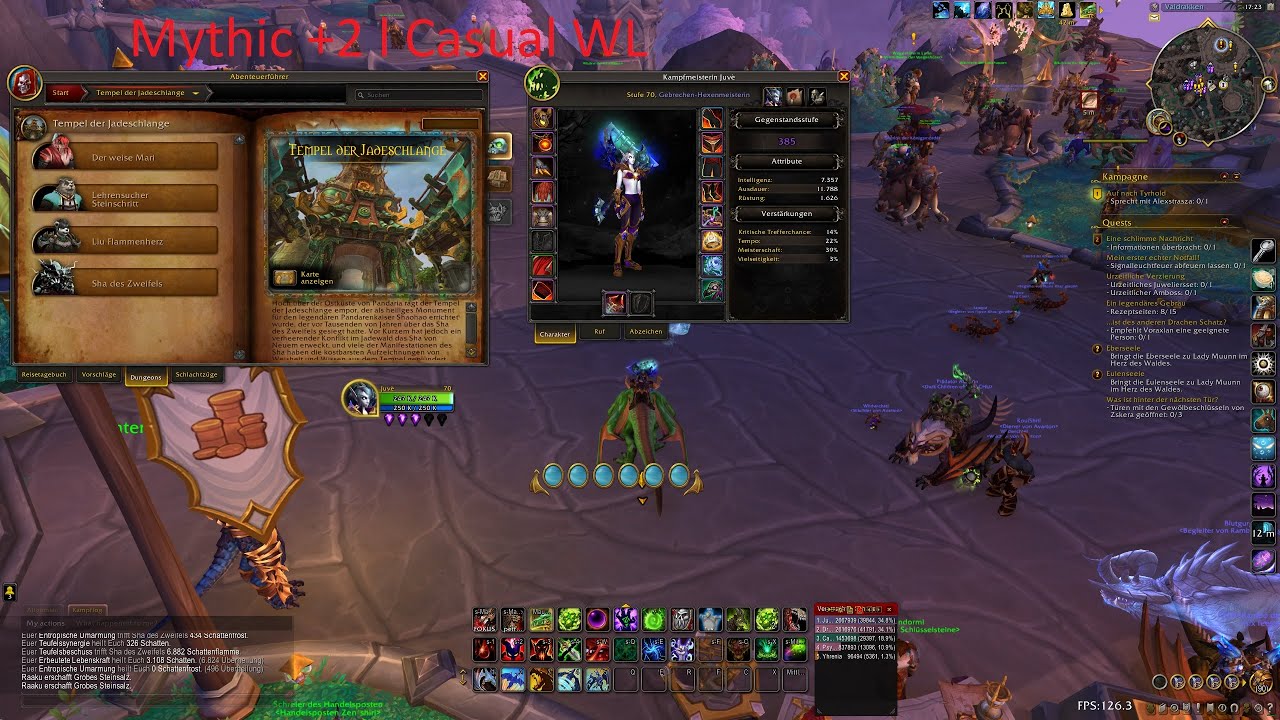 Lets Play World Of Warcraft Warlock (385) Mythic +2 Tempel der Jadeschlange