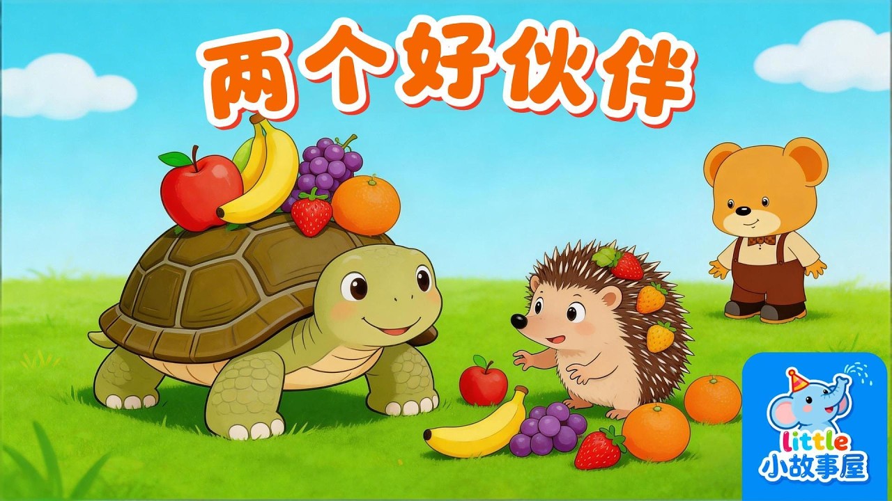 兩個好夥伴Two Good Friends｜小刺猬幫大烏龜撿水果｜Kids Friendship Story｜Bedtime Story for Kids