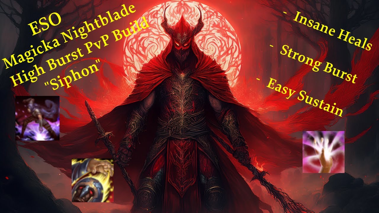 В ESO PvP магический ночной клинок с высоким уроном, билд 