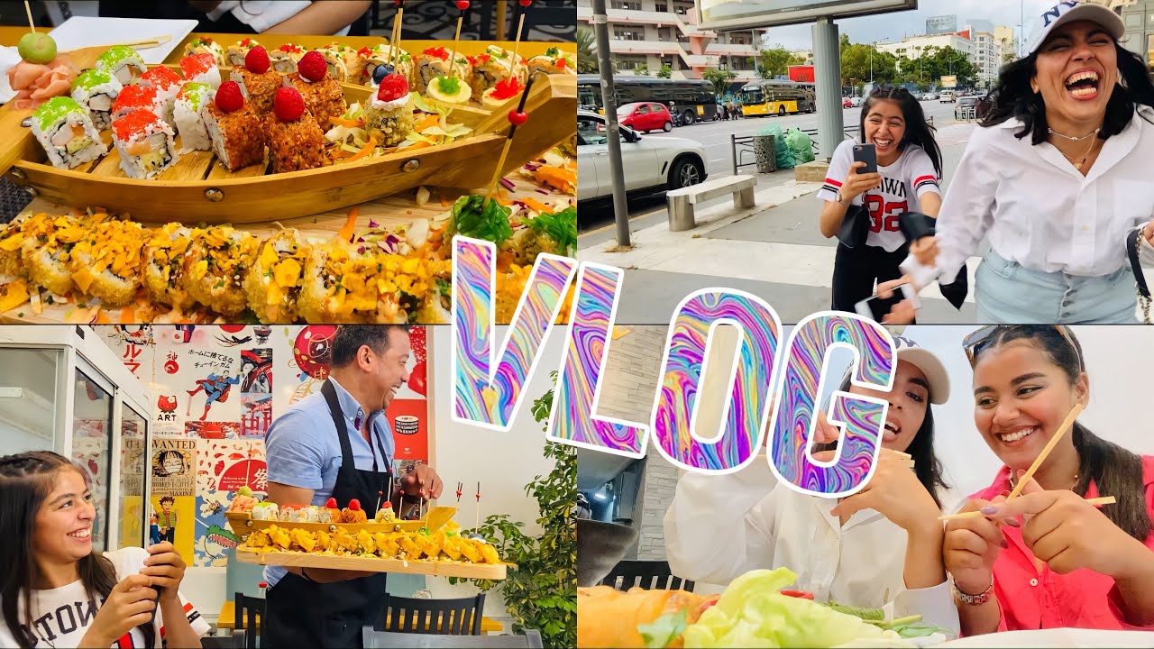 مشينا كلينا أحسن سوشي 🍱 ،دوزنا نهار واعر،متنا بالضحك😂😂 او صحاباتي نعسو فالأرض-VLOG