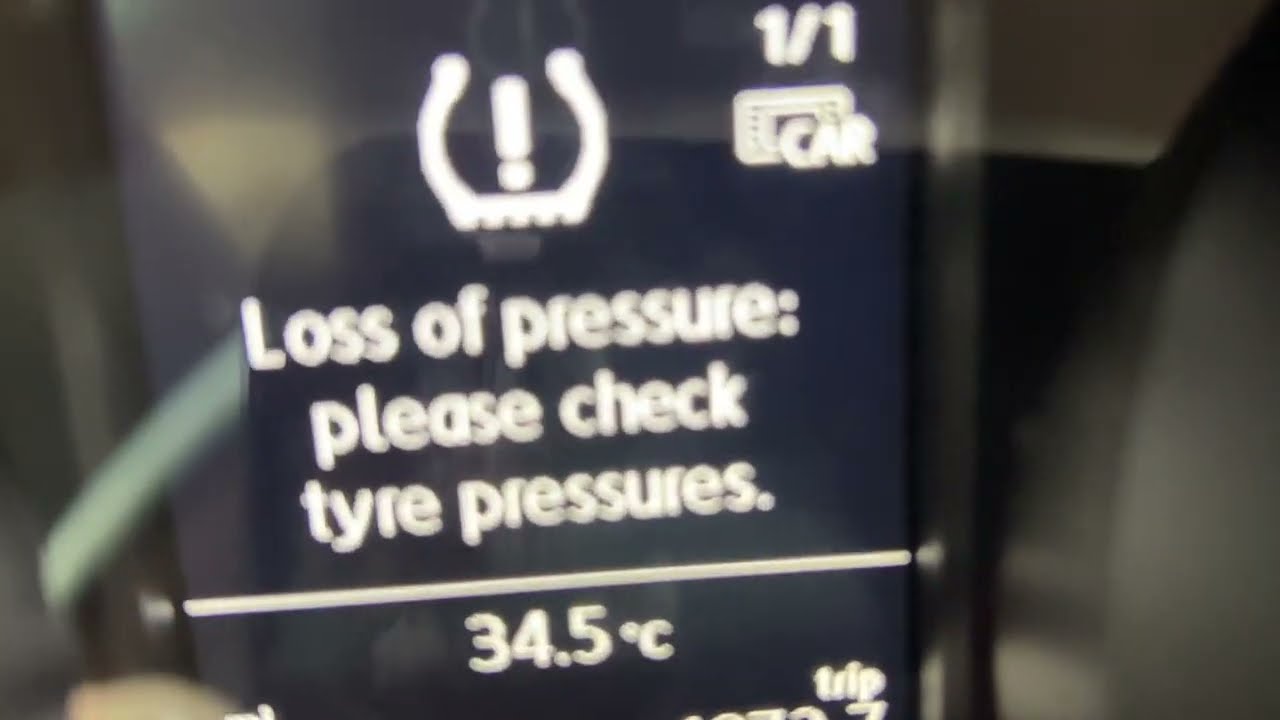 2014 VW Golf tyre pressure reset， loss of pressure please check tyre pressures