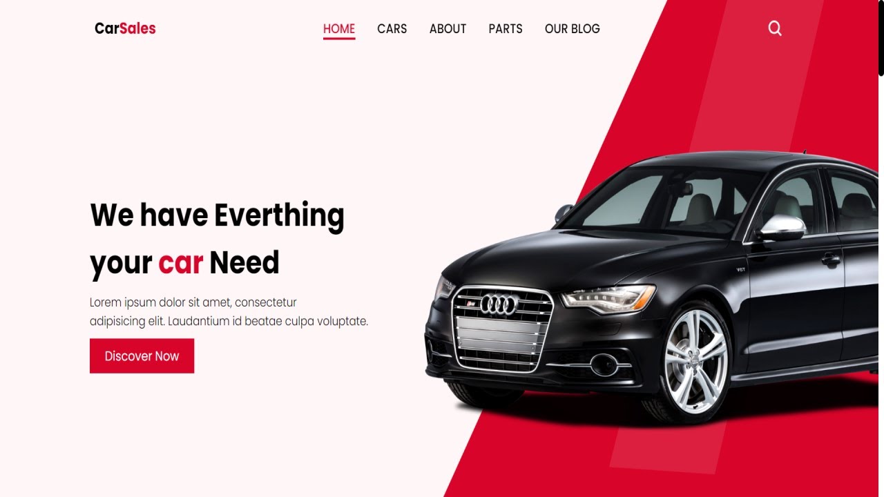 Creating a Responsive Car Sale Website Design Using HTML CSS And JavaScript.