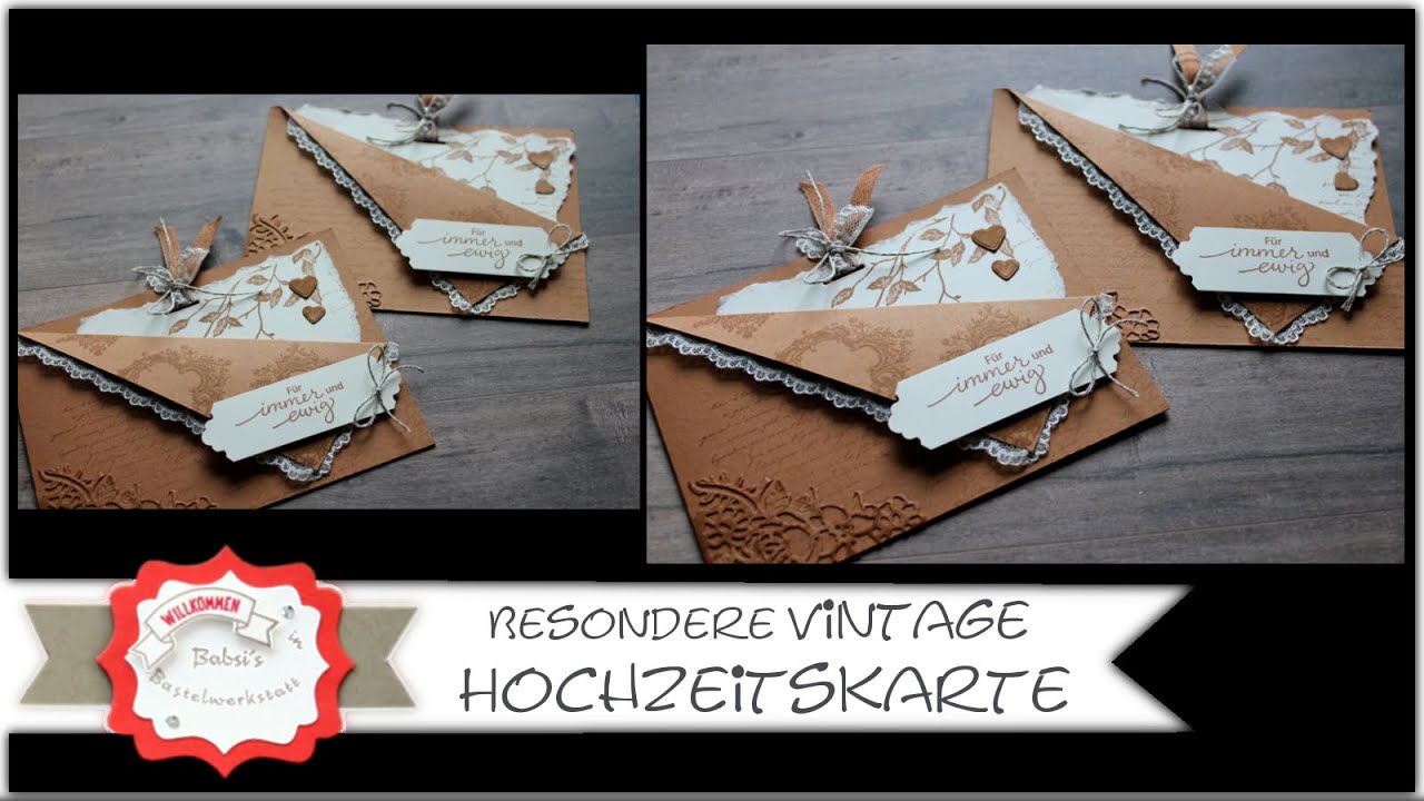 besondere Kartenform - Hochzeitskarte - Vintage Hochzeitskarte basteln -  Stampin´Up! - Anleitung