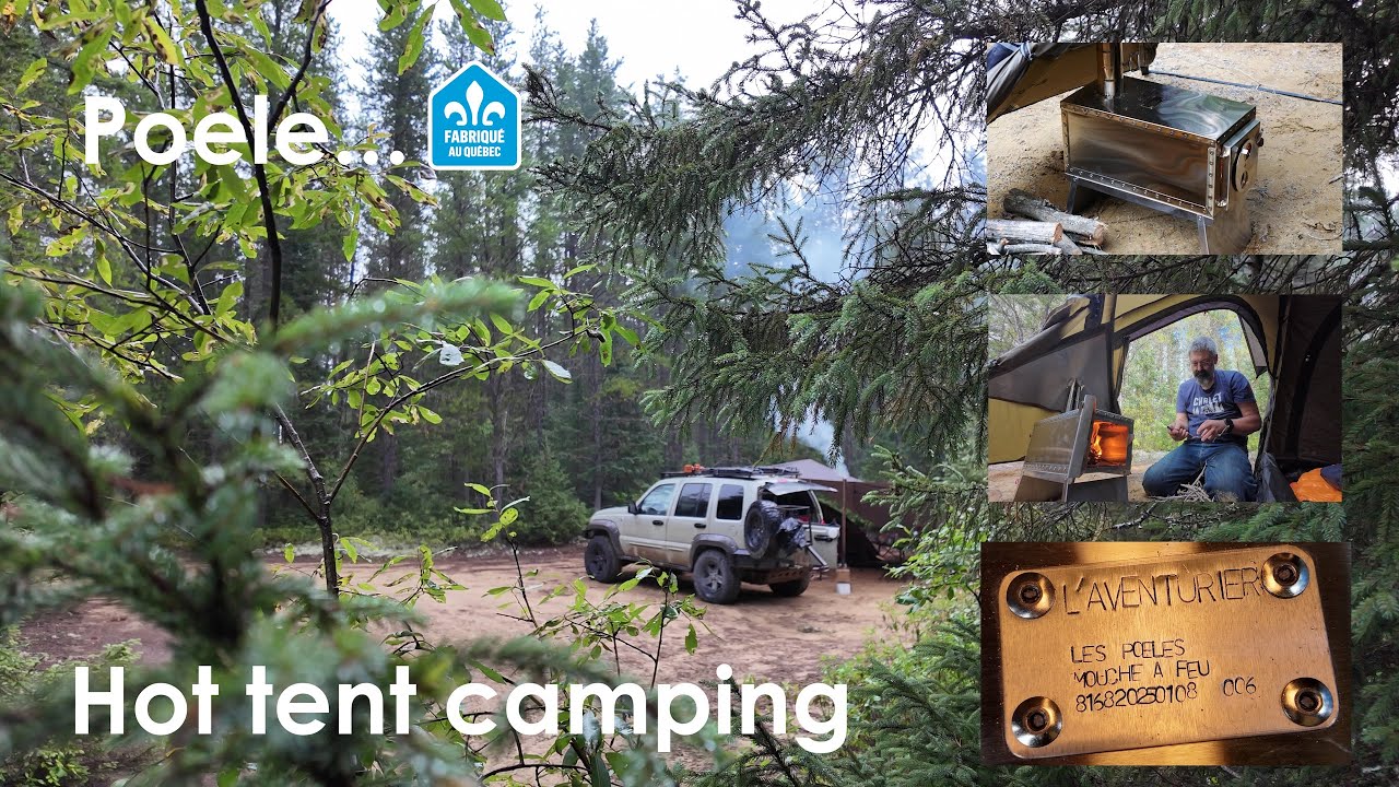 Solo hot tent adventure with a STOVE  Made in Quebec !