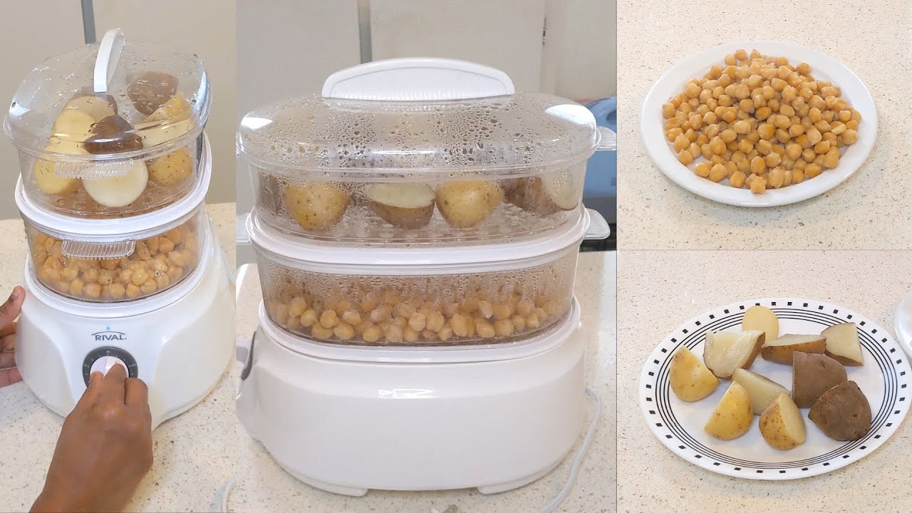 Rival 2 Tier Food Steamer with Timer | Steaming Chickpeas and Potatoes