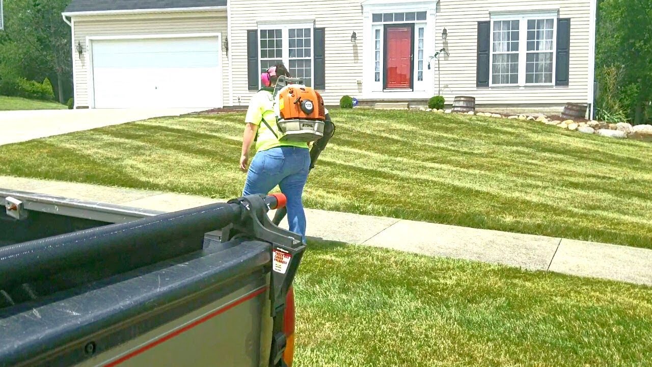 Mowing Beautiful Stripes Lawn Care