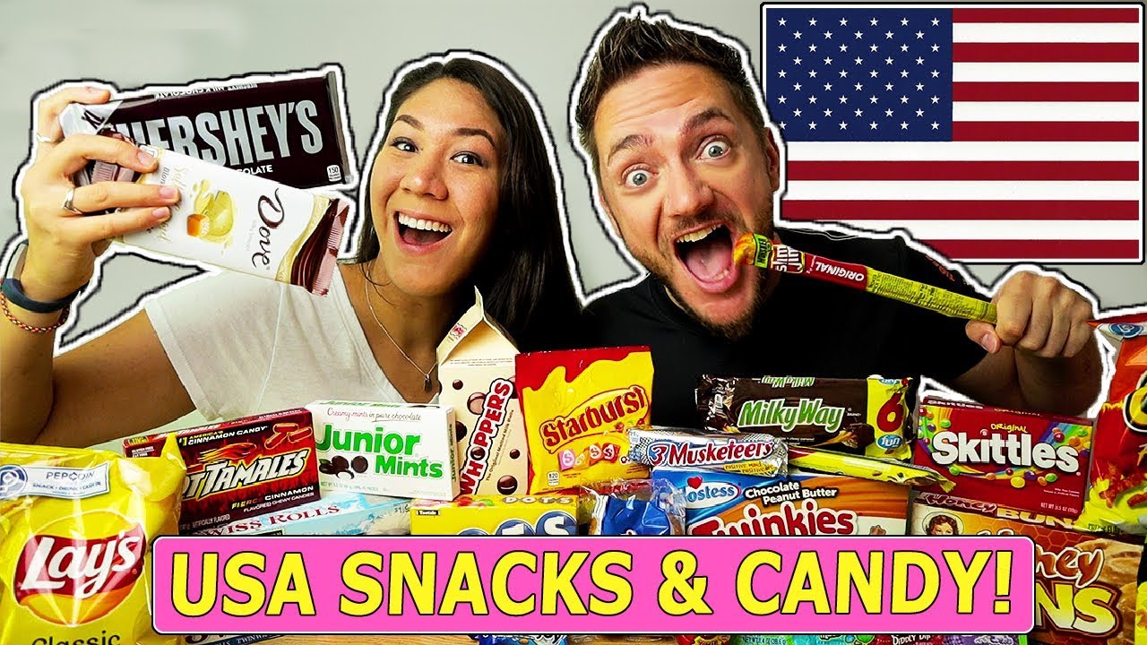 German Boyfriend Tries American Snacks & Candy! (Part 1)