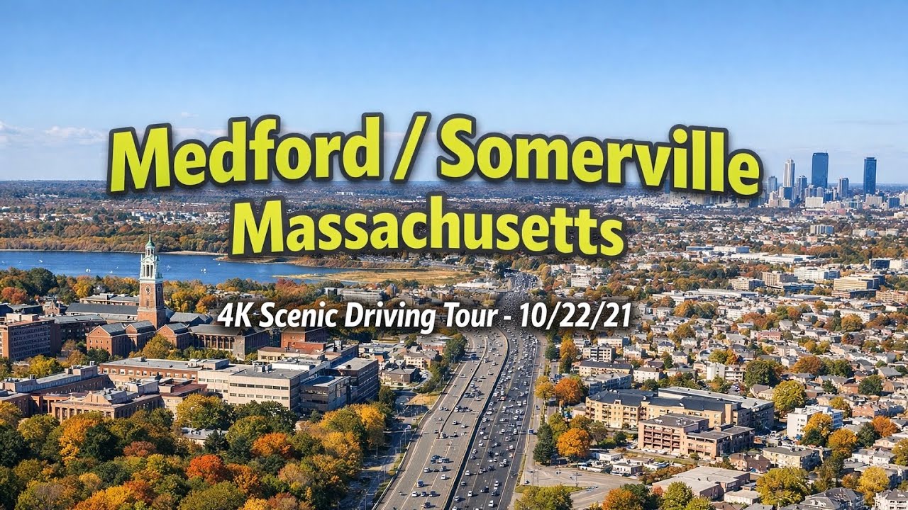 🚕 Medford / Somerville Massachusetts | 4K Scenic Driving Tour - 10/22/21