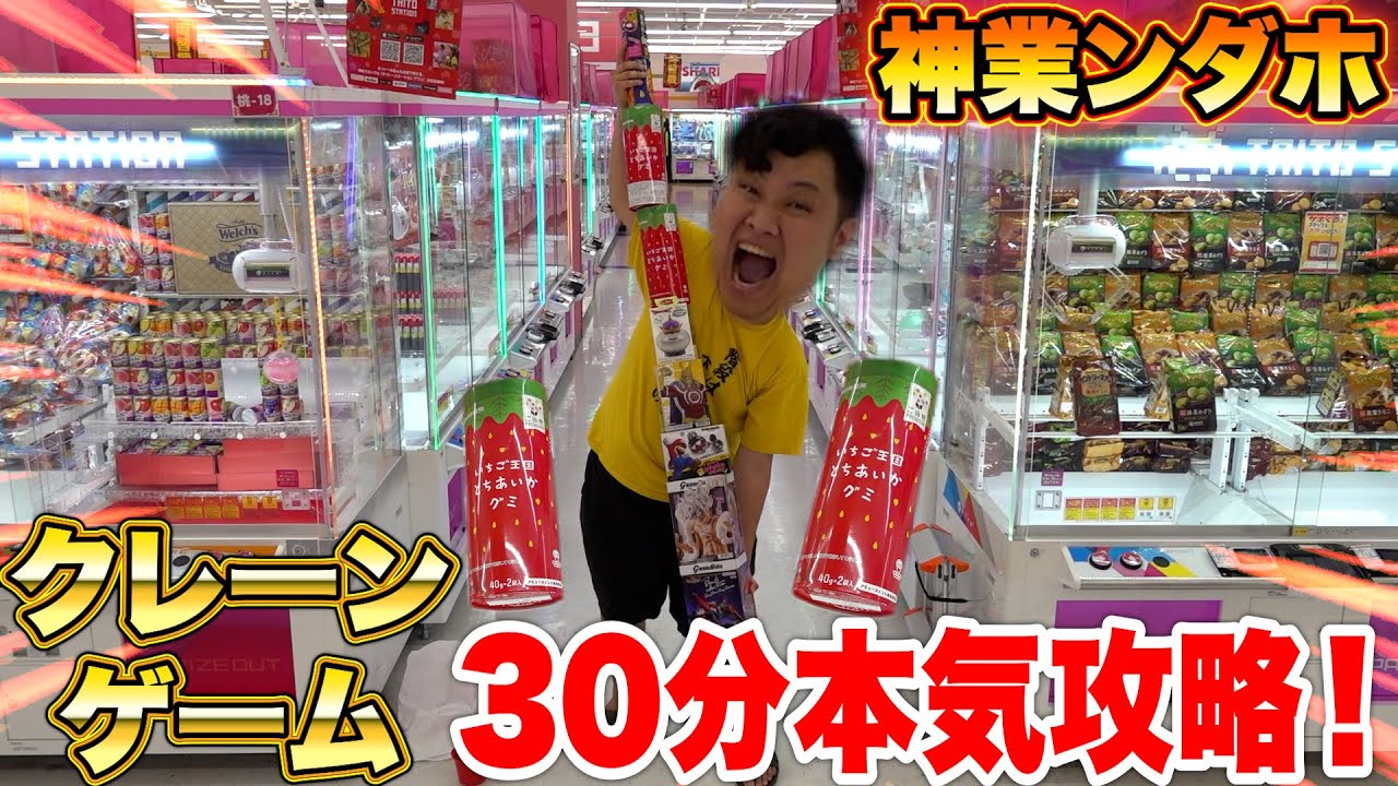 【大量】30分間でクレーンゲーム攻略チャレンジしたら神業ンダホはどれくらい取れるの！？