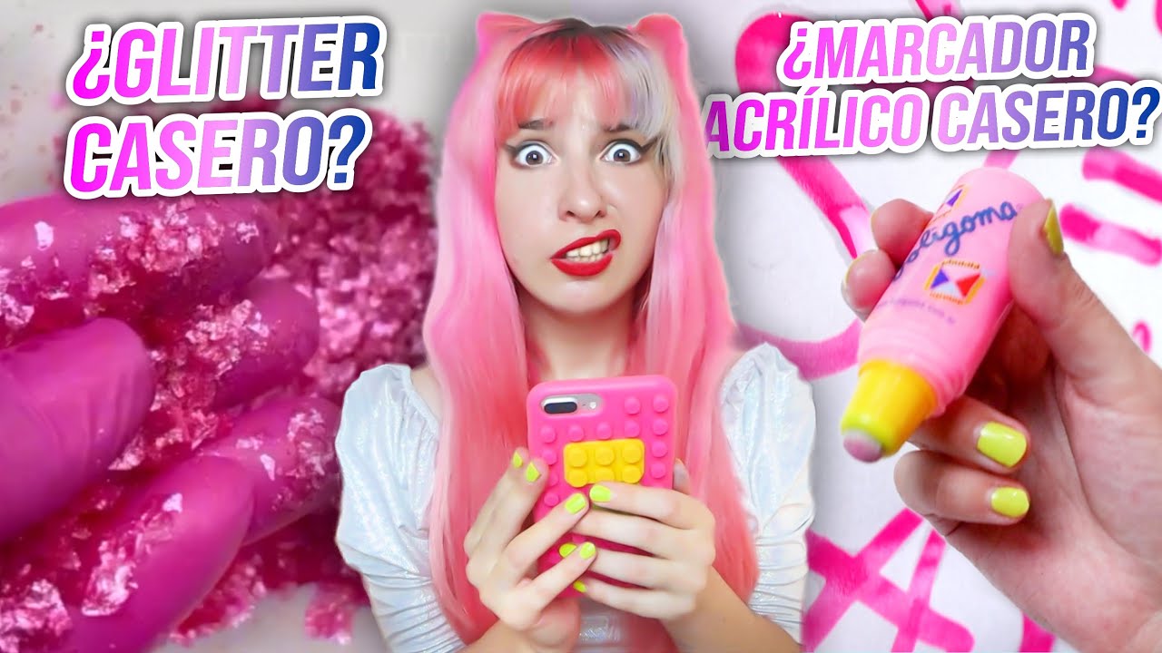 ¿GLITTER CASERO? ¿SUPER MARCADOR ACRILICO CON VOLIGOMA? Pruebo ideas de internet 🌈 @Ann Attack