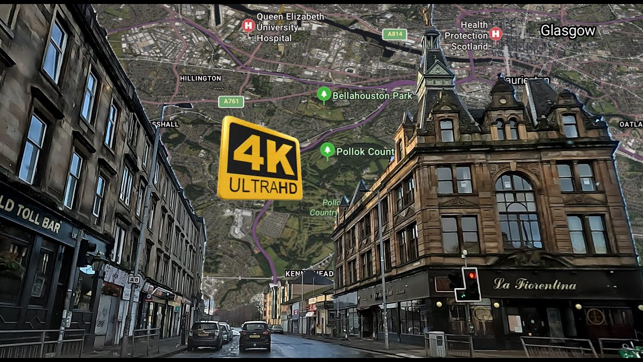 Driving through Glasgow and Paisley via Cessnock Cardonald Pollokshaws Shawlands Govanhill Bridgeton