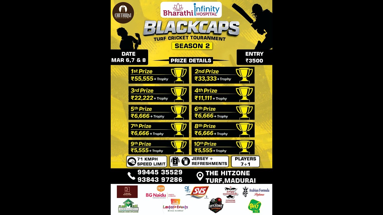 BHARATHI HOSPITAL PRESENTS BLACKCAPS TURF CRICKET TOURNAMENT 2026