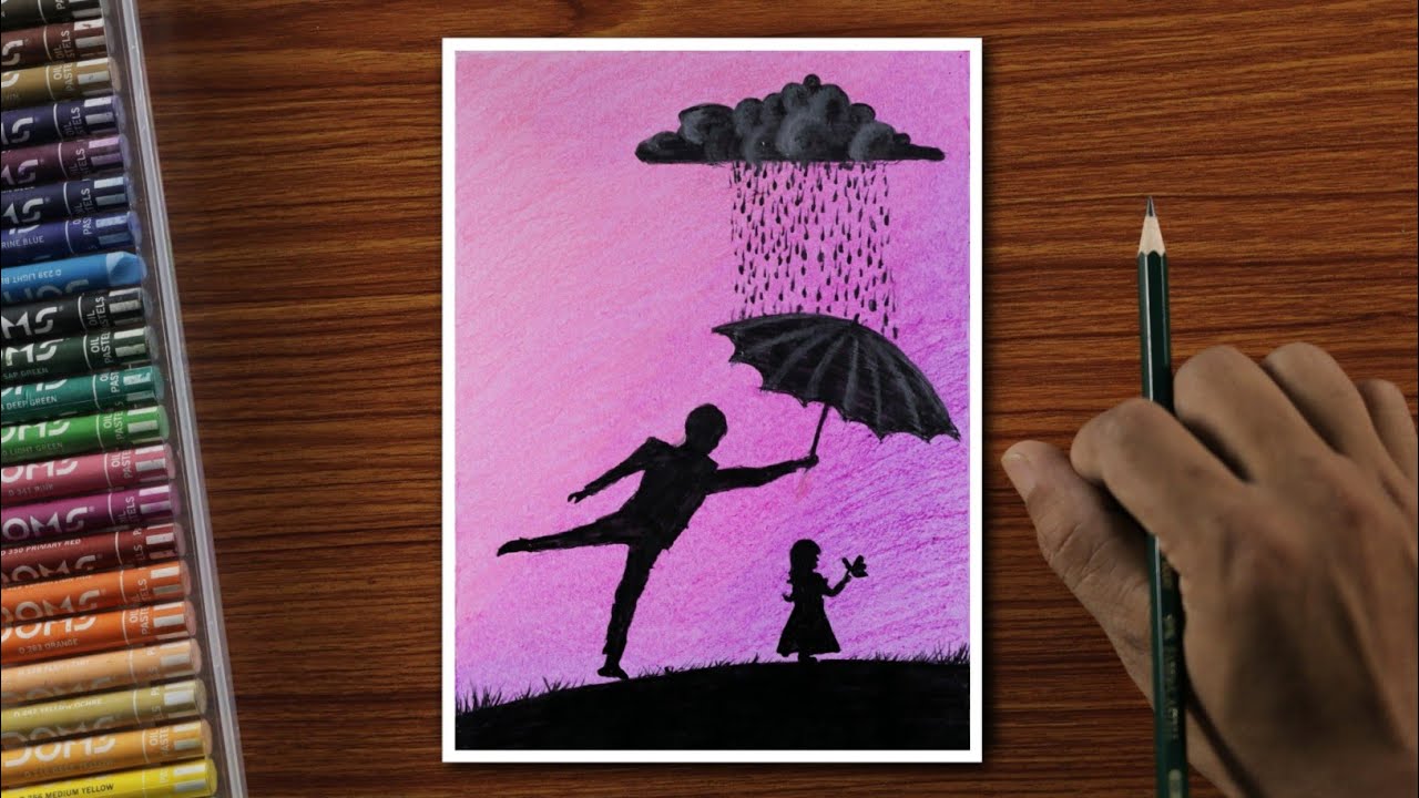 Easy Oil Pastels Drawing for Beginners - Father's Day Drawing - Step by Step