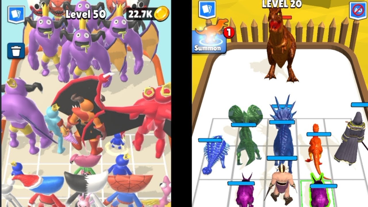 Merge Rainbow Friends 3D Run vs Merge Master Dinosaurs ⭐ Gameplay Walkthrough