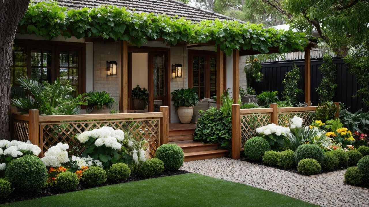 Charming Small Front Yard Makeover 🌸 Rustic Patio & Japanese Garden Touches
