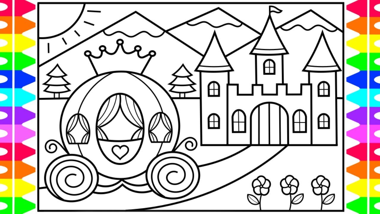 HOW TO DRAW A PRINCESS CARRIAGE FOR KIDS 💜💖👸🏰🌈 PRINCESS CARRIAGE DRAWING AND COLORING FOR KIDS