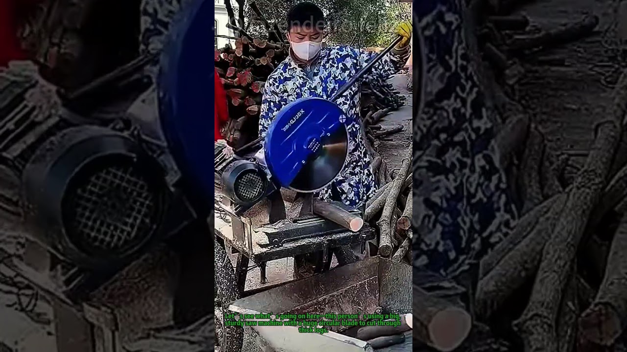 Using a Big Saw to Cut Logs—This Thing Zips Through Wood Way Faster Than an Axe 