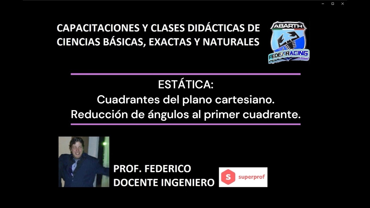 ESTÁTICA: Cuadrantes del plano cartesiano. Reducción de ángulos al primer cuadrante.