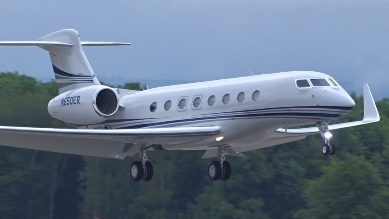 [FullHD] Gulfstream's G650ER N650ER landing at Geneva/GVA/LSGG