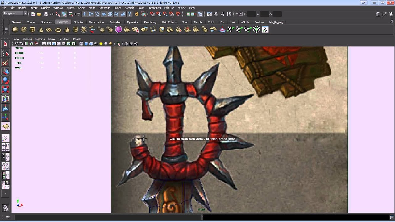 Handpainted Weapon: Modelling in Maya
