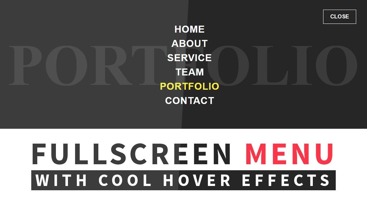 Full screen Overlay Navigation With Cool Hover Effects | Html CSS and jQuery