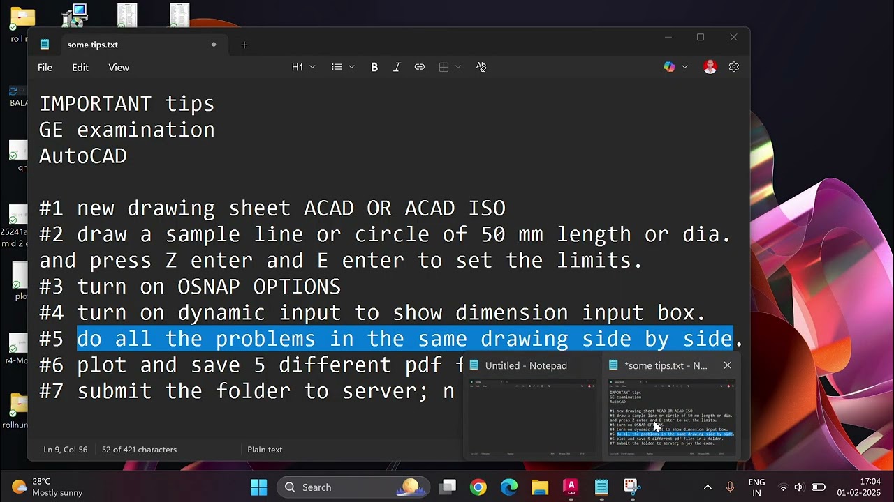 GE AutoCAD exam tips in Telugu