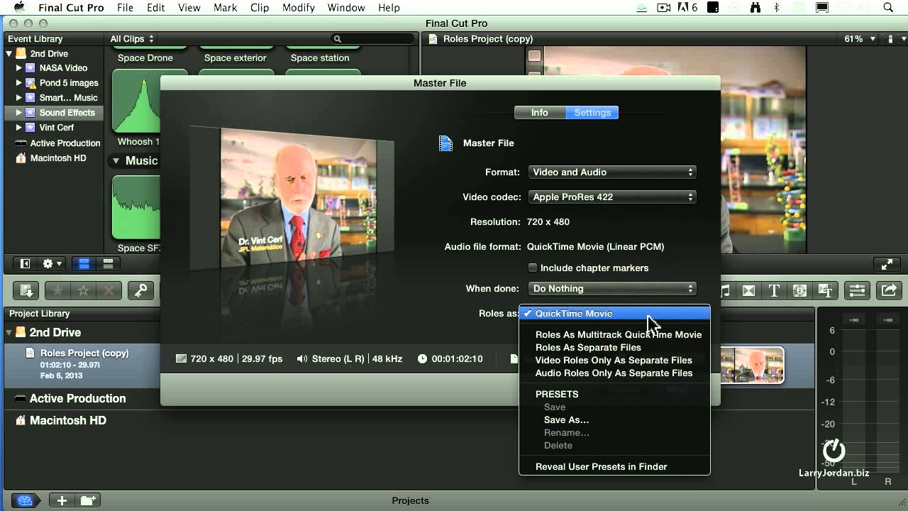 How to Export a Multitrack Quicktime Movie Using Roles in FCPX