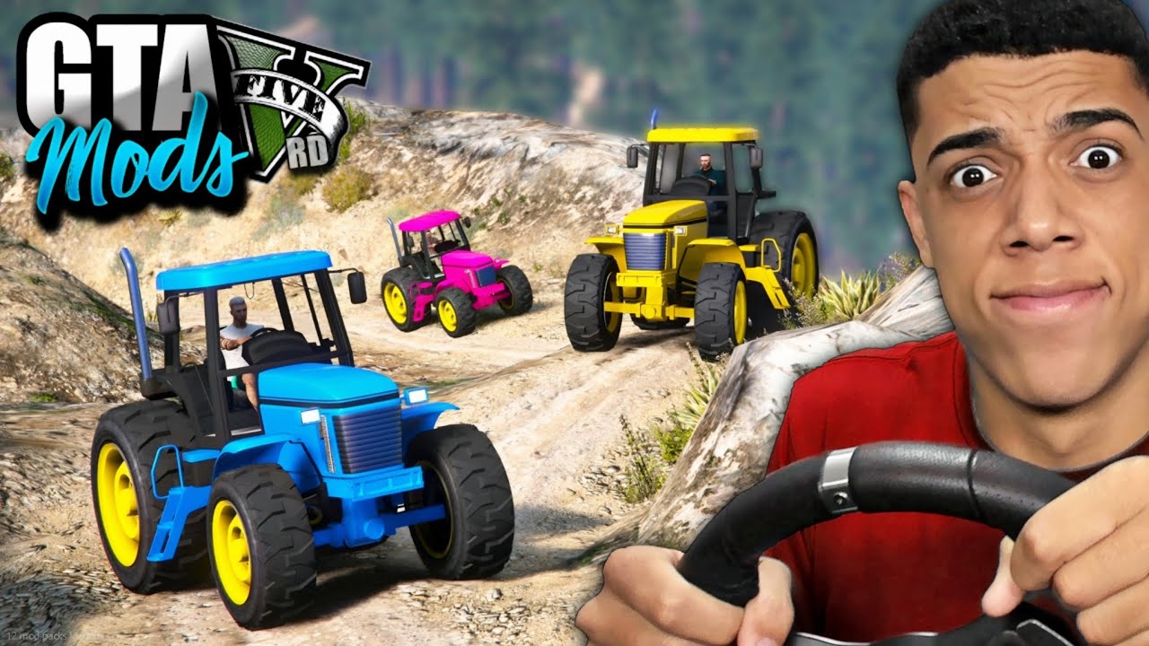 TRILHA NO MONTE CHILIAD com TRÊS TRATORES no VOLANTE! (MUITO DIFÍCIL) - GTA 5 MODS