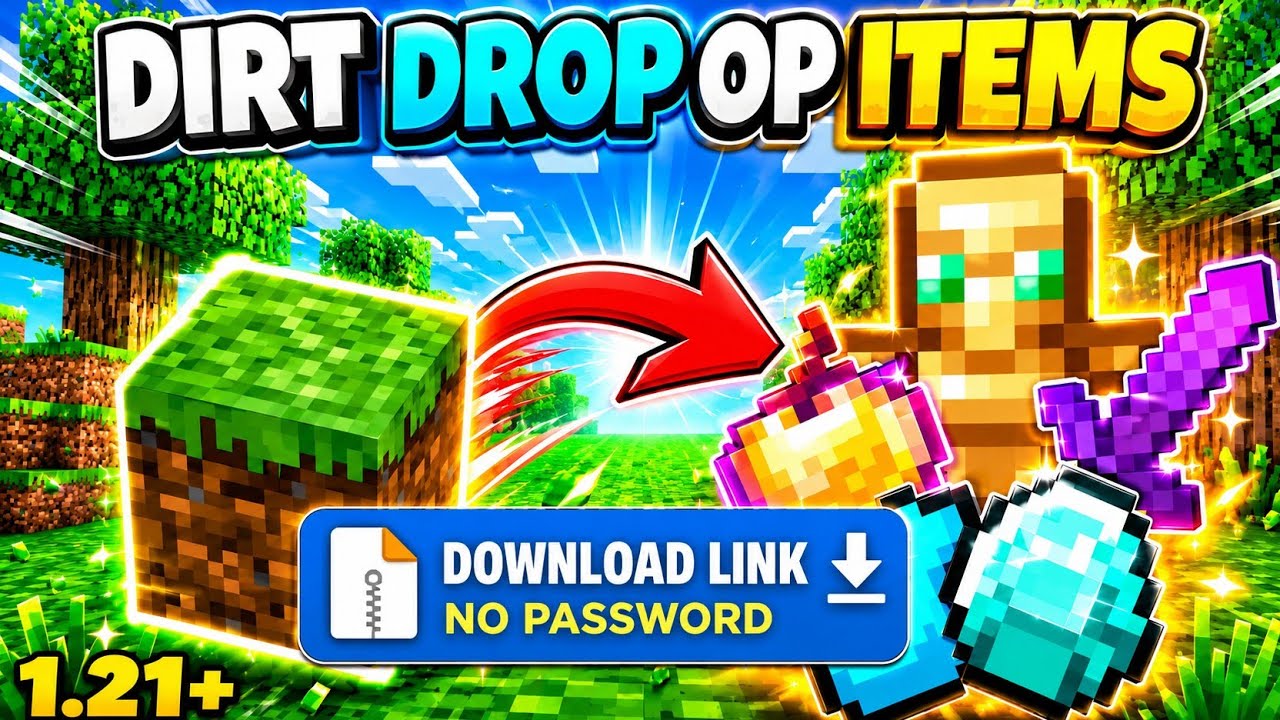 Minecraft but dirt drops op items download 1.26+| Minecraft but dirt drops op items mod |🤯
