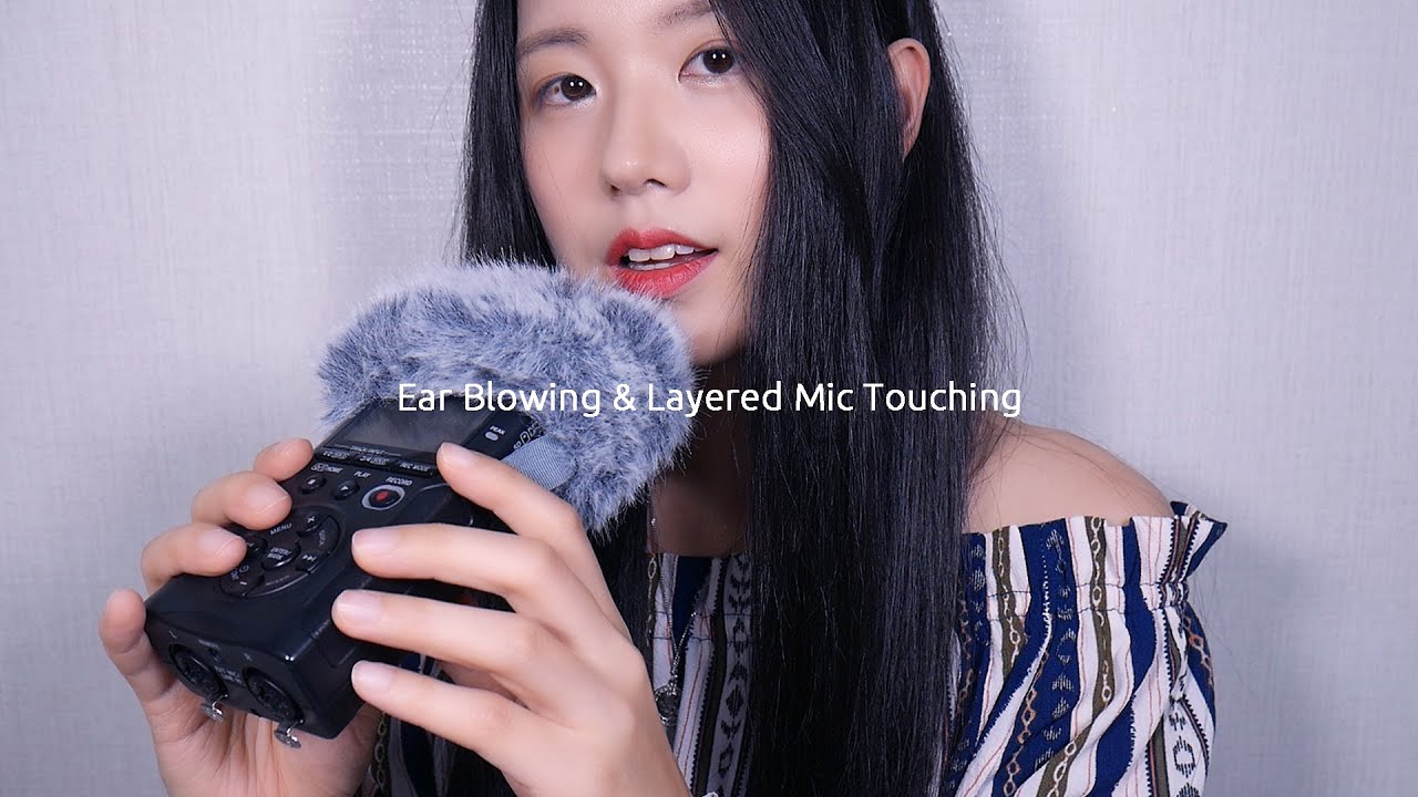 ASMR Ear Blowing & Layered Mic Rubbing Sound | Fluffy Windshield | Mic Touching | 1Hr (No Talking)