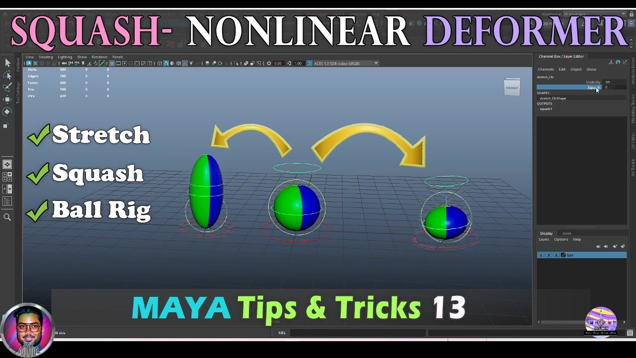 Maya Nonlinear Squash Deformer | Stretch & Squash Ball Rigging | tips & tricks 13 #Ballrig #squash