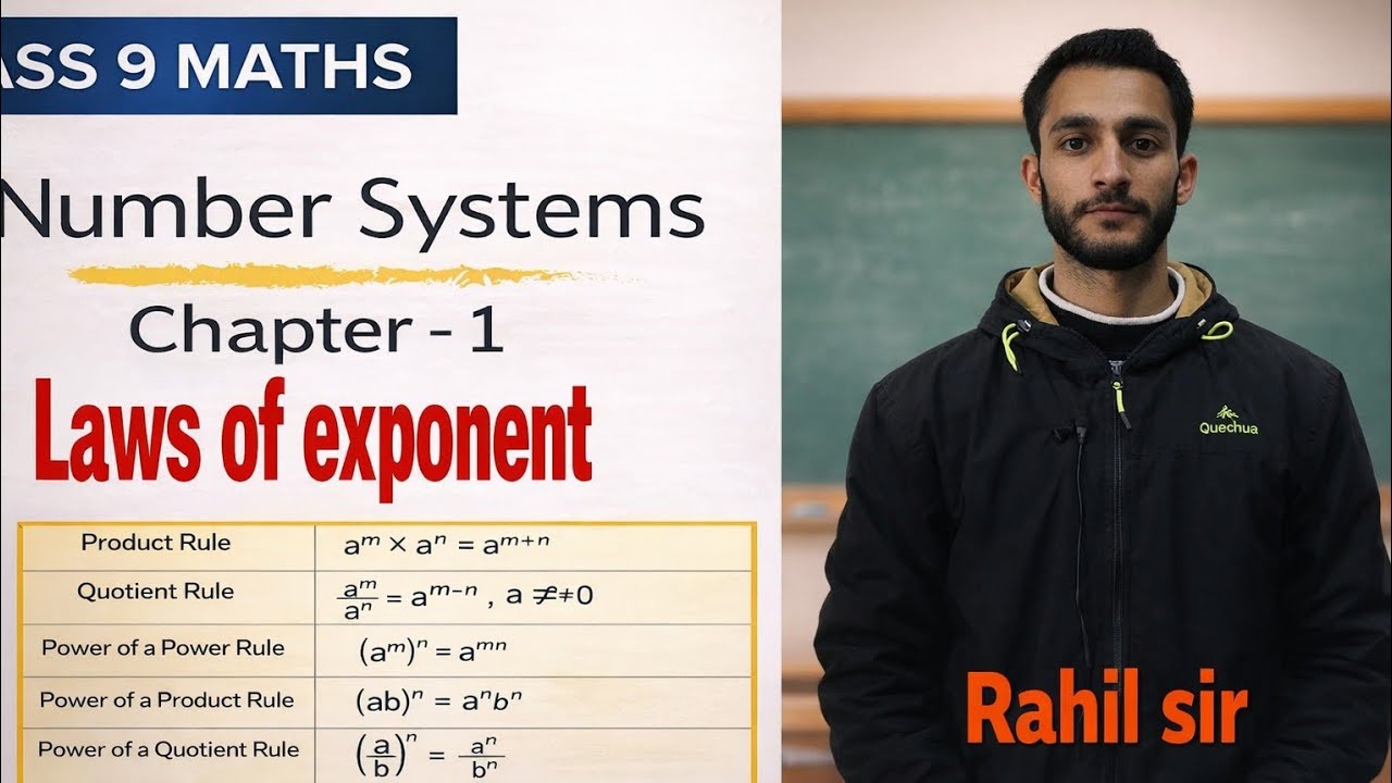 CLASS 9TH NUMBER SYSTEM LAWS OF EXPONENTS &  EX 1.5 ONE SHOT 🔥#RAHIL_REYAZ