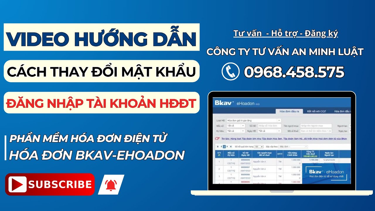 Thay đổi mật khẩu tài khoản Hóa Đơn Điện Tử BKAV | eHoadon