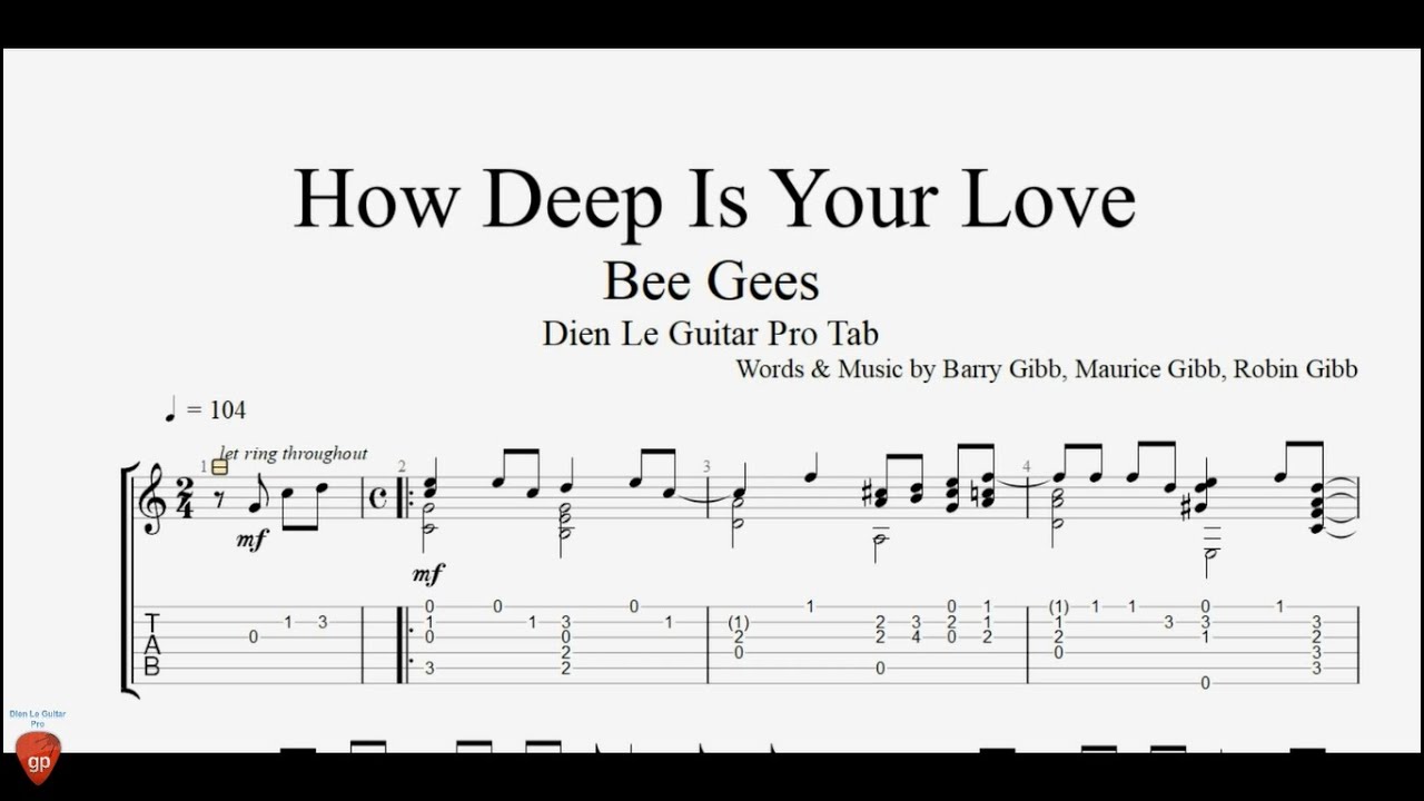 How Deep Is Your Love - Guitar Tutorial + TAB
