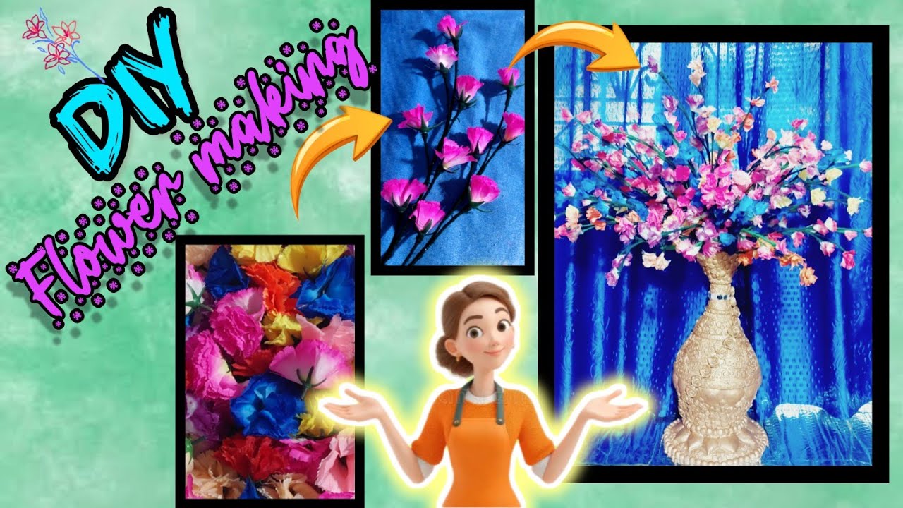 Diy easy and beautiful flower making | Home decor flower making | flower making craft
