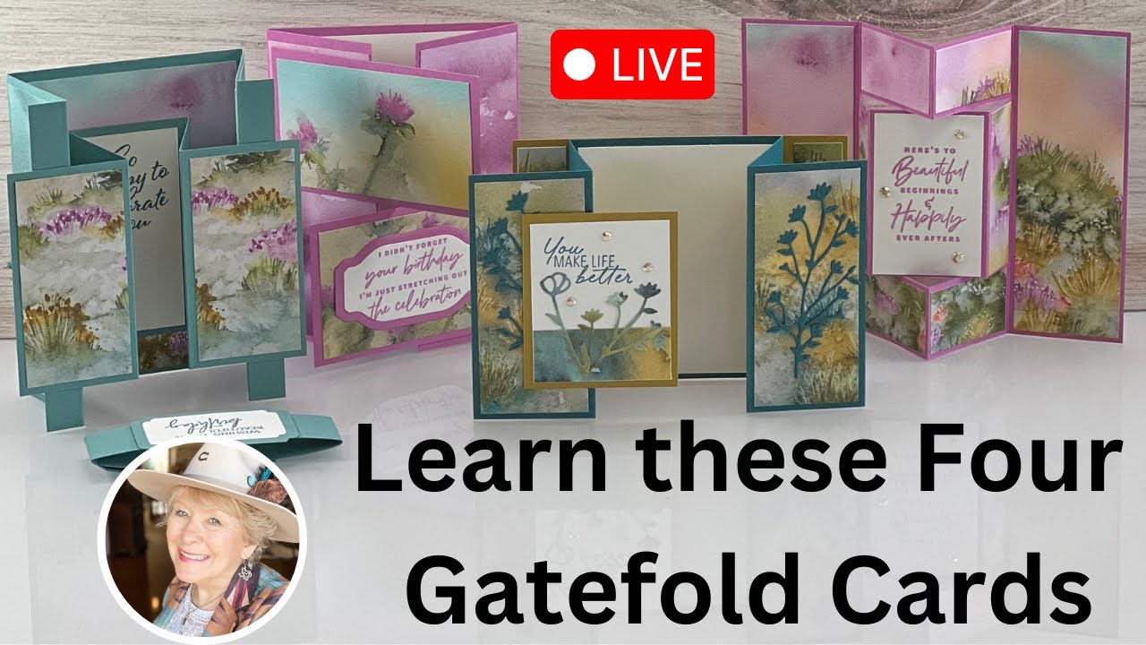 Four Gatefold Cards using Stampin' Up! Thoughtful Journey DSP