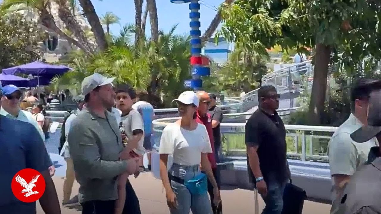 JD Vance protesters line Disneyland resort as he takes family holiday amid immigration raids