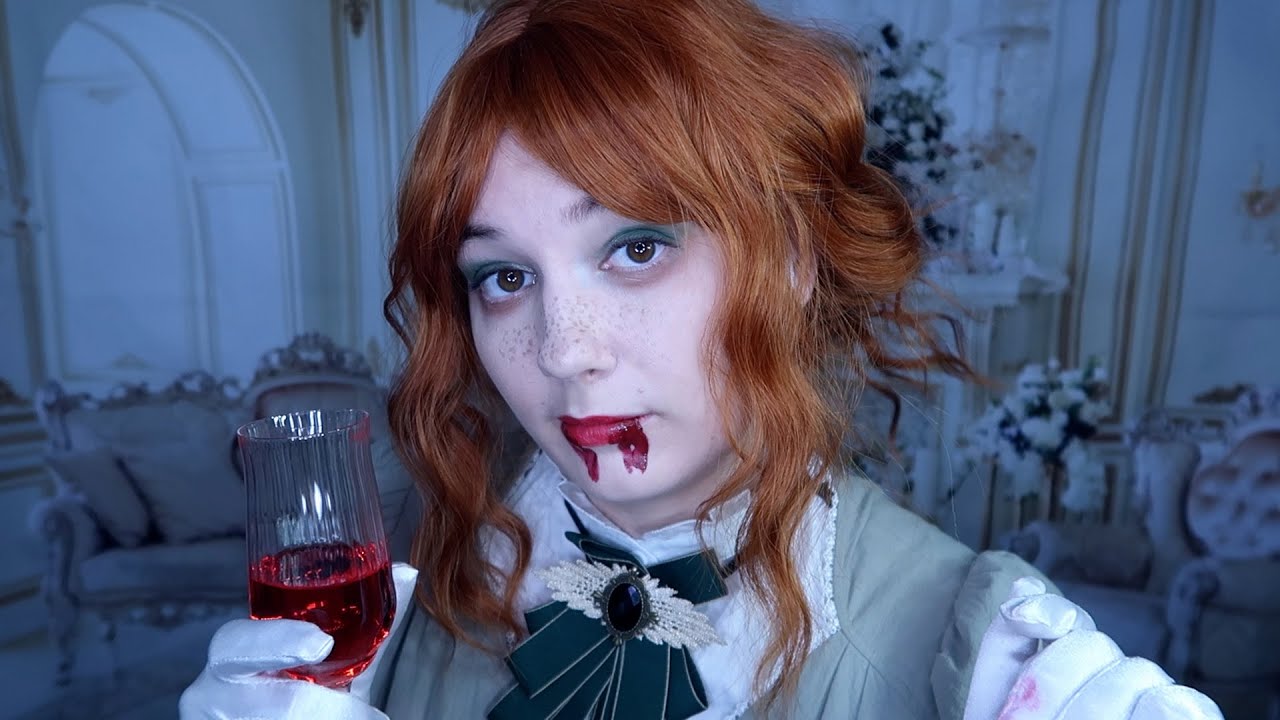 ASMR 🍷VICTORIAN VAMPIRE DRINKS YOUR BLOOD❤️ ENGLISH ACCENT ROLEPLAY, RAIN SOUNDS, CLOCK SOUNDS