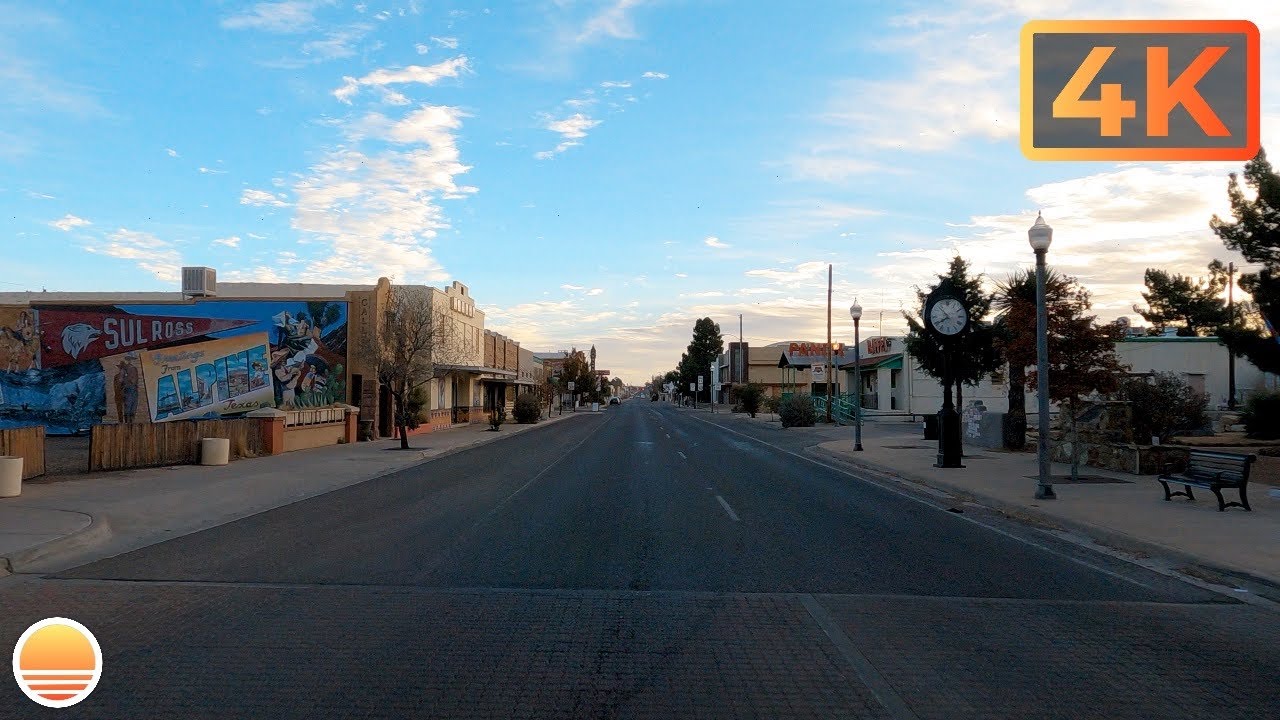 Alpine, Texas, USA. An UltraHD 4K Real Time Driving Tour of a Small Town in West Texas.