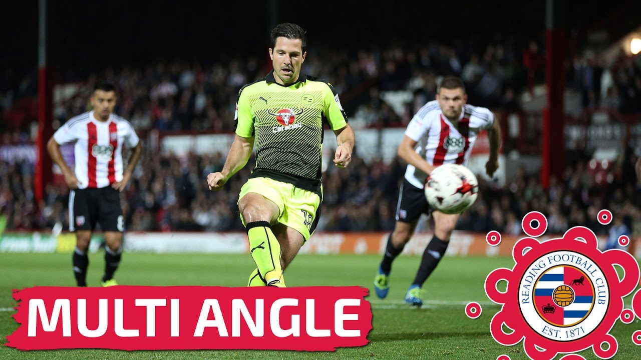 Multi angle: Yann Kermorgant nets from the spot at Griffin Park