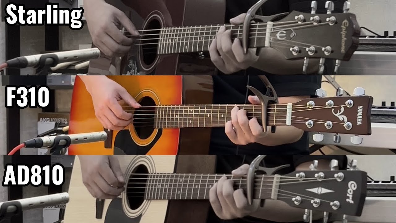 Yamaha F310 vs Cort AD810 vs Epiphone Starling | Fingerstyle Sound Test | No Effect! 