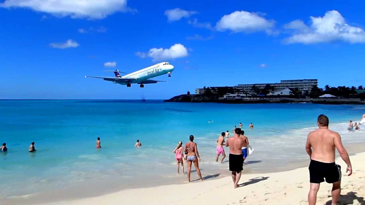 Lowest Airplane Landing Ever in Maho Beach, St Martin or St Maarten www.TamariskRTW.com
