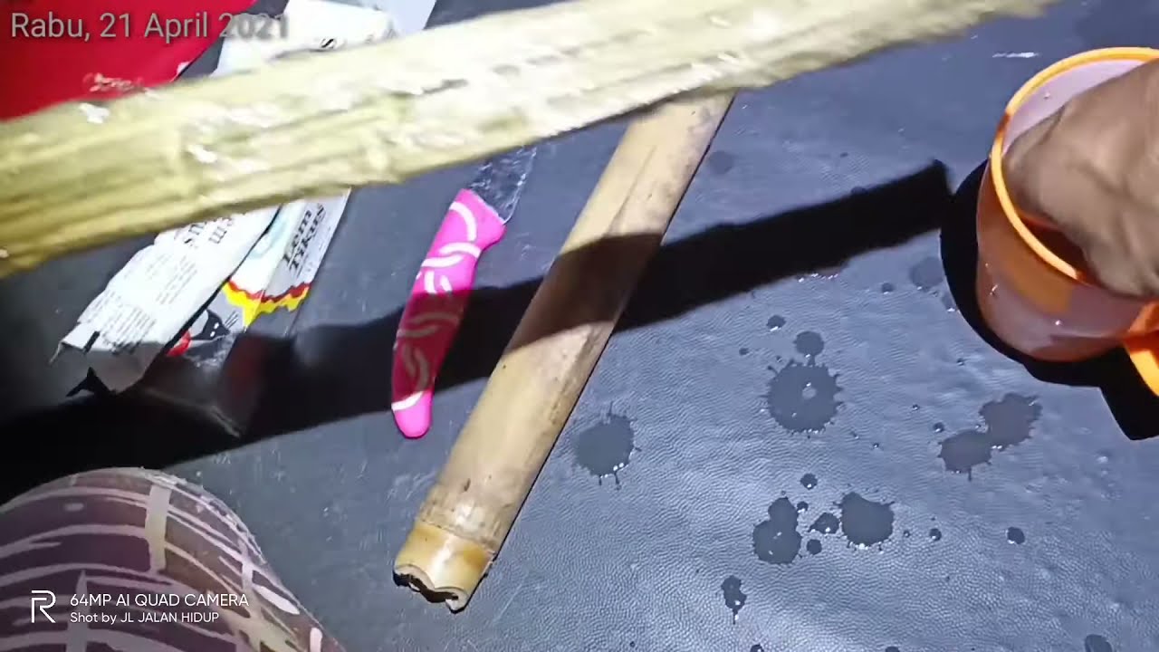 cara pembuatan pulut lidi.part.01//lem tikus campur lagi //agar tahan air dan nempel//god  ada god
