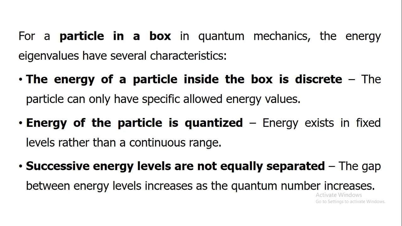 characteristics of energy Eigen value