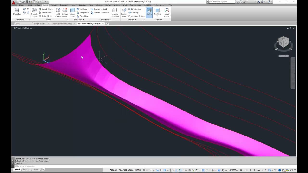 AutoCAD 2016 3D - use EDGESURF to model complex forms